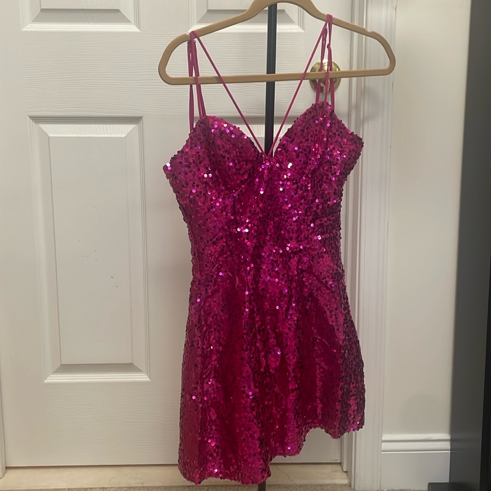 Lucy in the Sky - Hot pink sequin dress - S